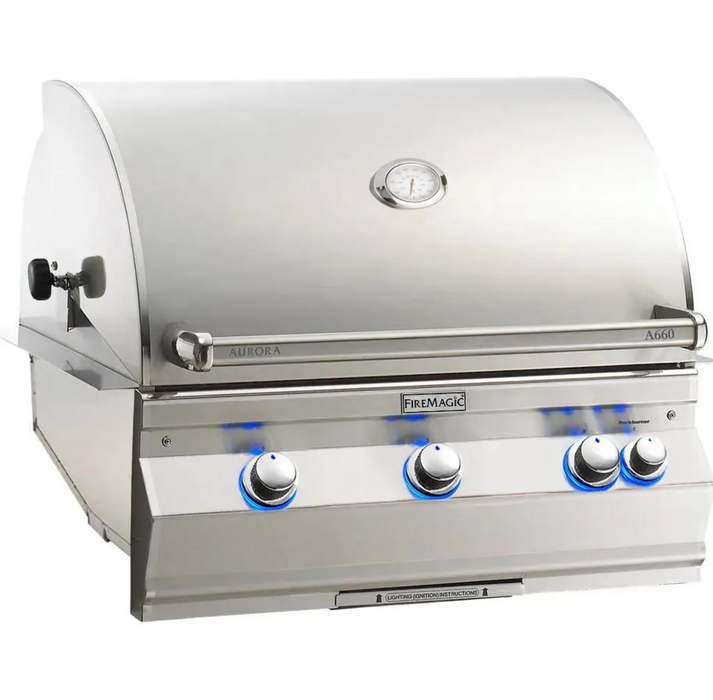 Fire Magic Aurora A660i 30-Inch 3-Burner Built-In Natural Gas Grill with Rear Burner