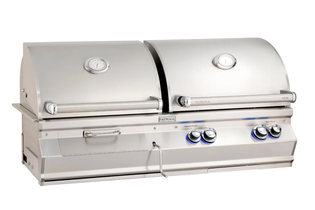 Fire Magic Aurora A830i 48-Inch Built-In Natural Gas & Charcoal Combo Grill with Rear Burner