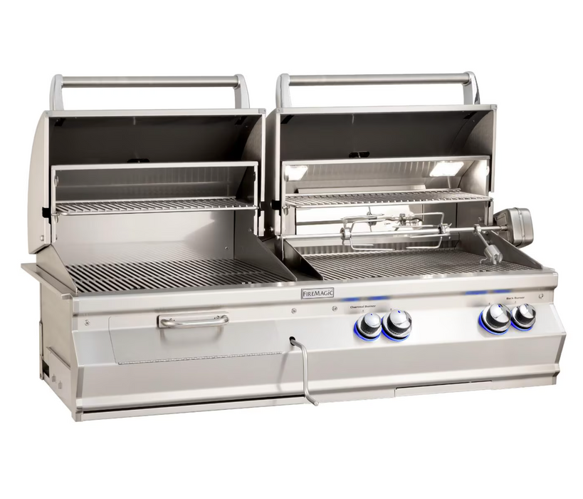 Fire Magic Aurora A830i 48-Inch Built-In Natural Gas & Charcoal Combo Grill with Rear Burner