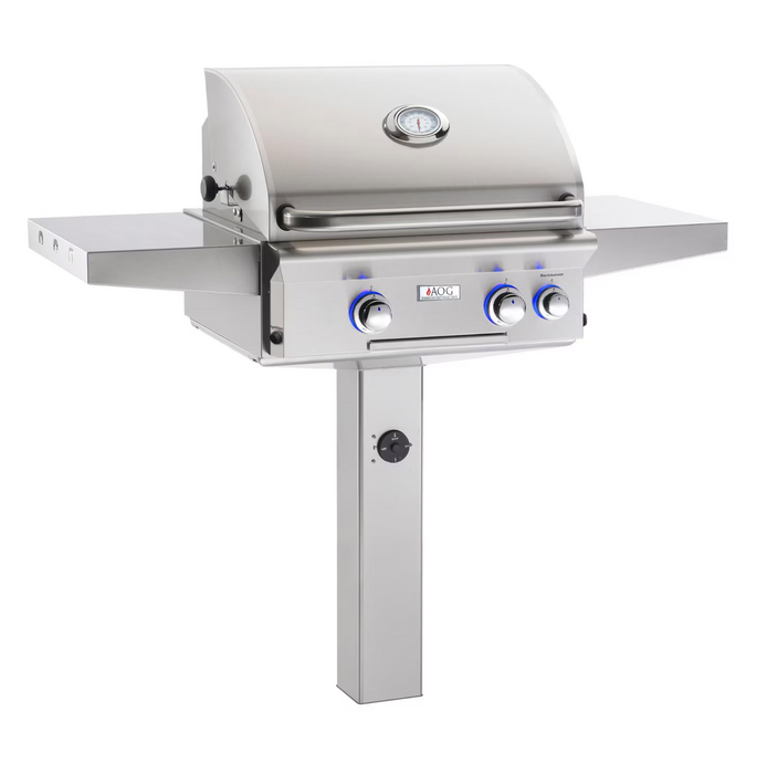 American Outdoor Grill L-Series 24-Inch 2-Burner Natural Gas Grill On In-Ground Post With Rotisserie - 24NGL