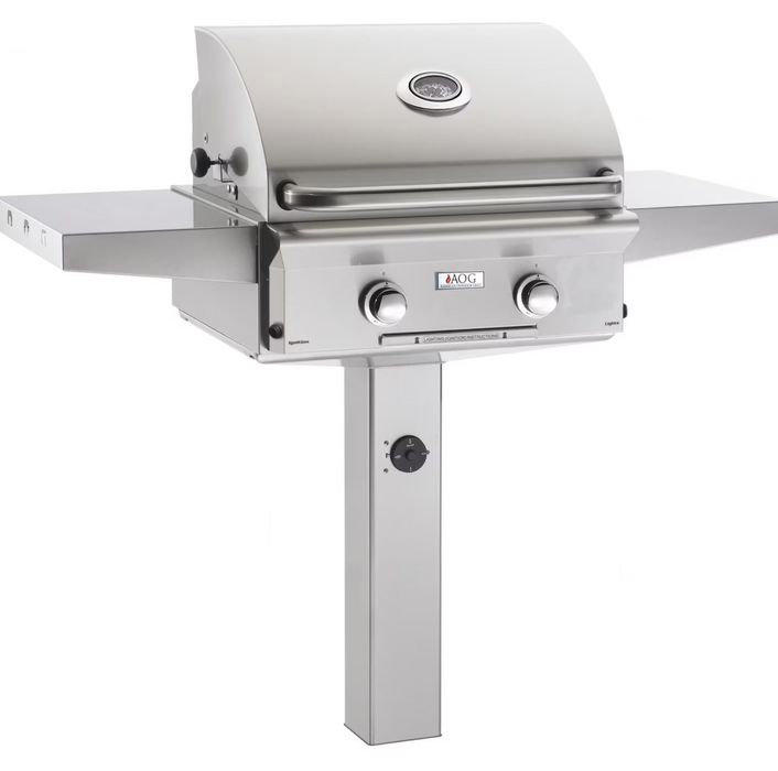 American Outdoor Grill L-Series 24-Inch 2-Burner Natural Gas Grill On In-Ground Post - 24NGL-00SP