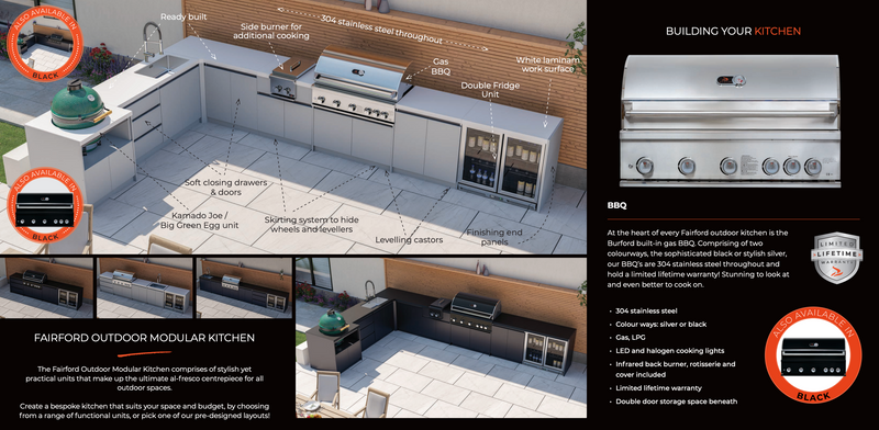 Whistler Fairford L Shape Grey Outdoor Kitchen