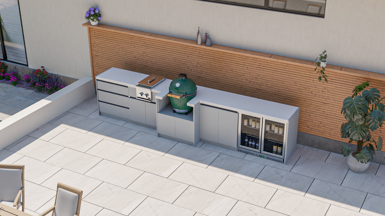 Whistler Fairford Grey Outdoor Kitchen with Green Egg