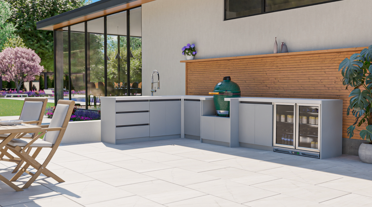 Whistler Fairford L Shape Grey Outdoor Kitchen and Gree Egg