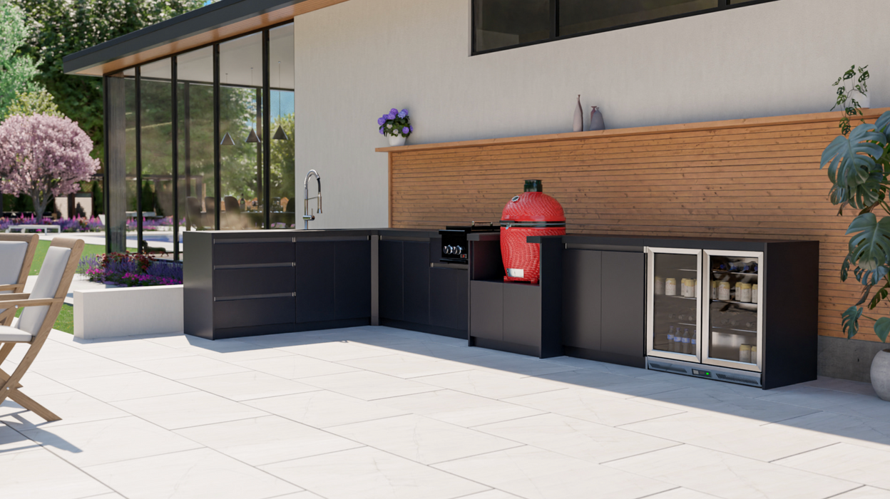 Whistler Fairford Black L Shape Outdoor Kitchen Kamado Joe