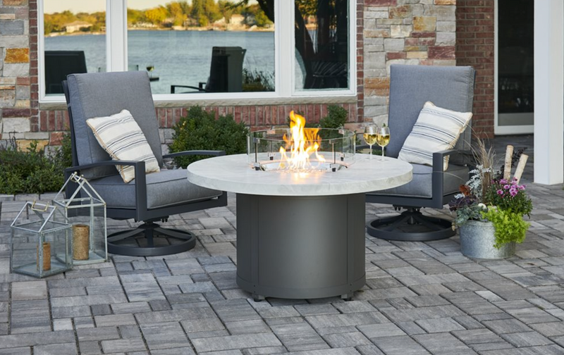 Fire Pit Table White Onyx Chat High plus weather cover
