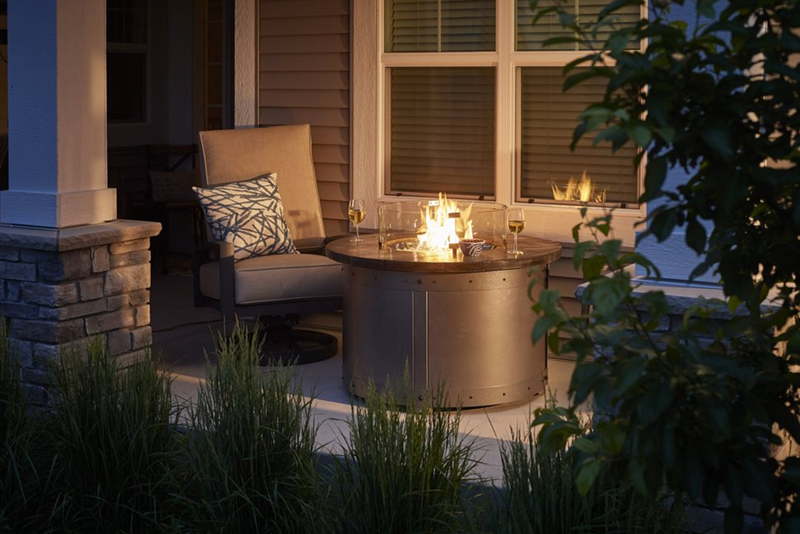 Fire Pit Table Edison Round Gas Burner Cover Included