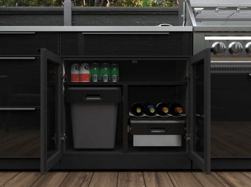 Outdoor Kitchen Black Aluminum 3 Piece Cabinet Set with 2-Door, 3-Drawer and Bar Cabinet