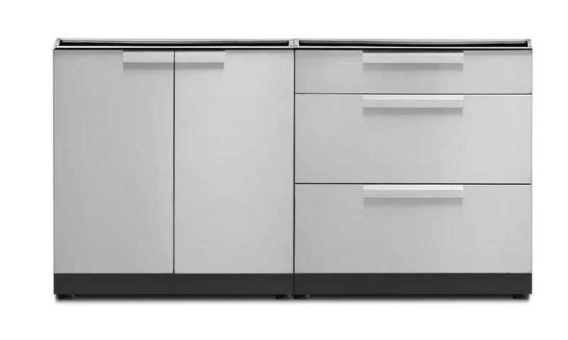 Outdoor Kitchen Stainless Steel 2 Piece Cabinet Set with 3-Drawer Cabinet and 2-Door Cabinet