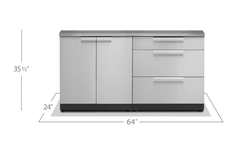 Outdoor Kitchen Stainless Steel 2 Piece Cabinet Set with 3-Drawer Cabinet and 2-Door Cabinet