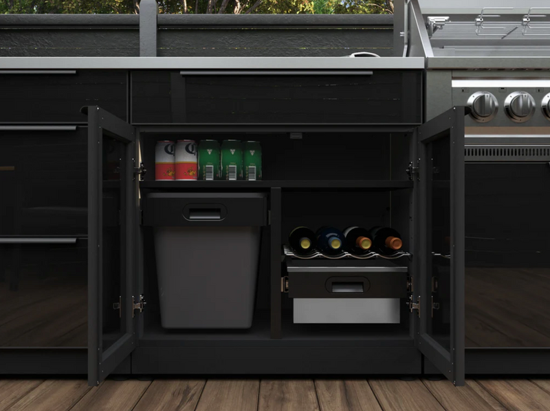 Outdoor Kitchen Aluminum 5 Piece Cabinet Set With 3 Drawer, Bar, Grill Cabinet, Performance Grill and Countertop