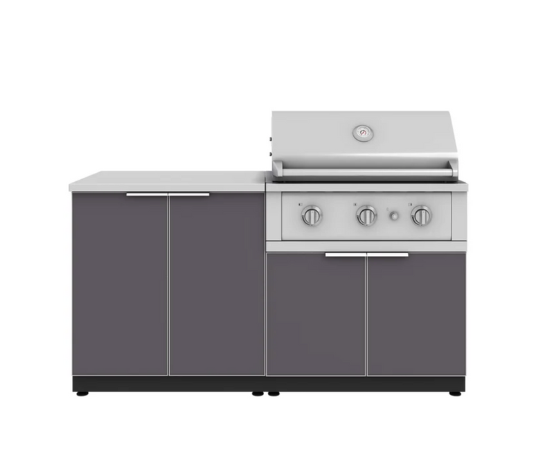Outdoor Kitchen Aluminum 4 Piece Cabinet Set with 2 Door, Grill Cabinet, Performance Grill and Countertop