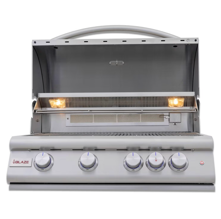 Blaze Premium LTE+ 32-Inch 4-Burner Built-In Grill w/ Lift-Assist Hood & Rear Infrared Burner