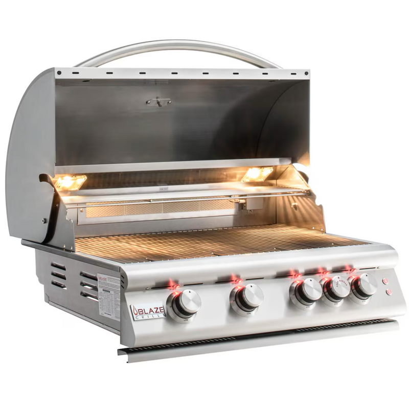 Blaze Premium LTE Marine Grade 32-Inch 4-Burner Built-In Gas Grill w/ Rear Infrared Burner & Grill Lights