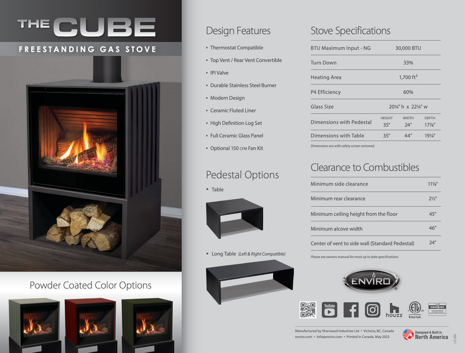 Enviro Cube Gas Burning Stove