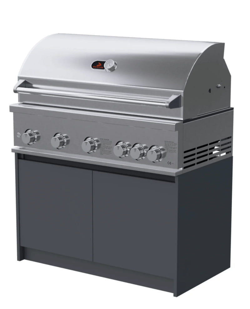 Whistler 42-Inch 5-Burner Gas Grill on Stainless Steel Cabinet with Rear Infrared Burner, Grill Lights, Rotisserie Kit & Cover