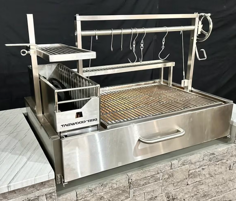 Tagwood BBQ XL Built-In Argentine Wood Fire & Charcoal Grill OPEN FIRE COOKING | BBQ25SS