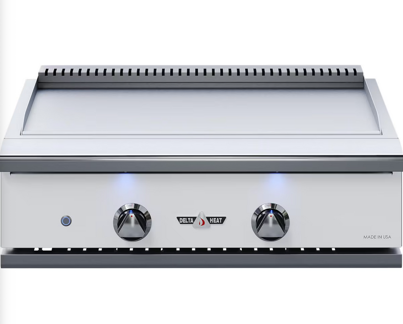 Delta Heat 32-Inch Built-In Natural Gas Teppanyaki Griddle - White Control Panel - DHTG32-WN