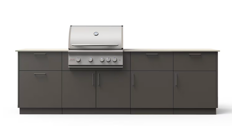 Blaze High Noon 10-Ft Outdoor Kitchen Island w/ 32-Inch Premium LTE+ Grill in Gunmetal w/ Aeris Countertop