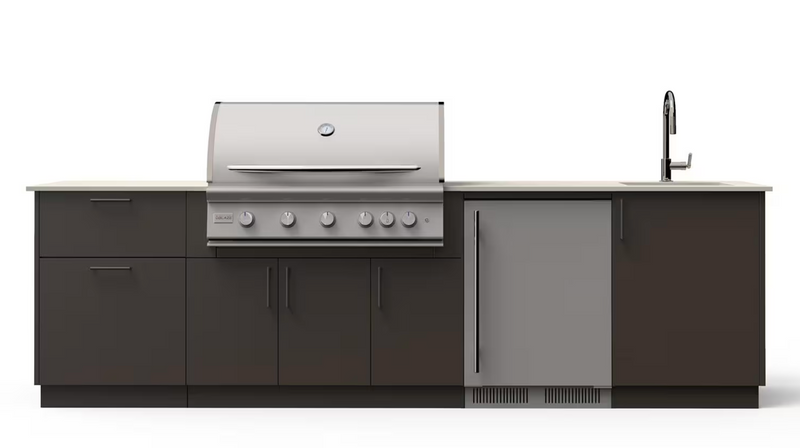 Blaze Golden Hour 10-Ft Outdoor Kitchen Island w/ 40-Inch Premium LTE+ Grill, Fridge, Sink in Architectural Bronze w/ Aeris Countertop