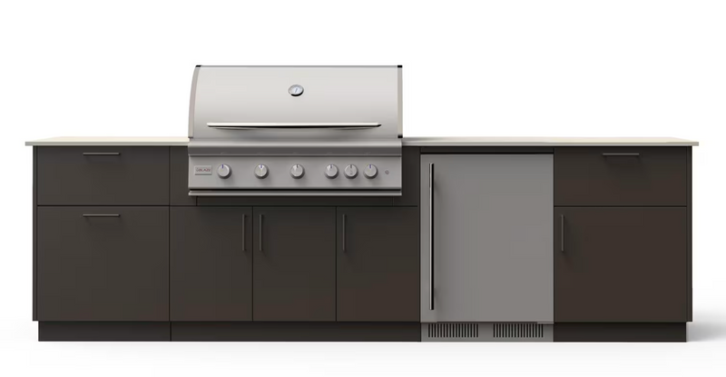 Blaze Morning Glow 10-Ft Outdoor Kitchen Island w/ 40-Inch Premium LTE+ Grill, Fridge in Architectural Bronze w/ Aeris Countertop