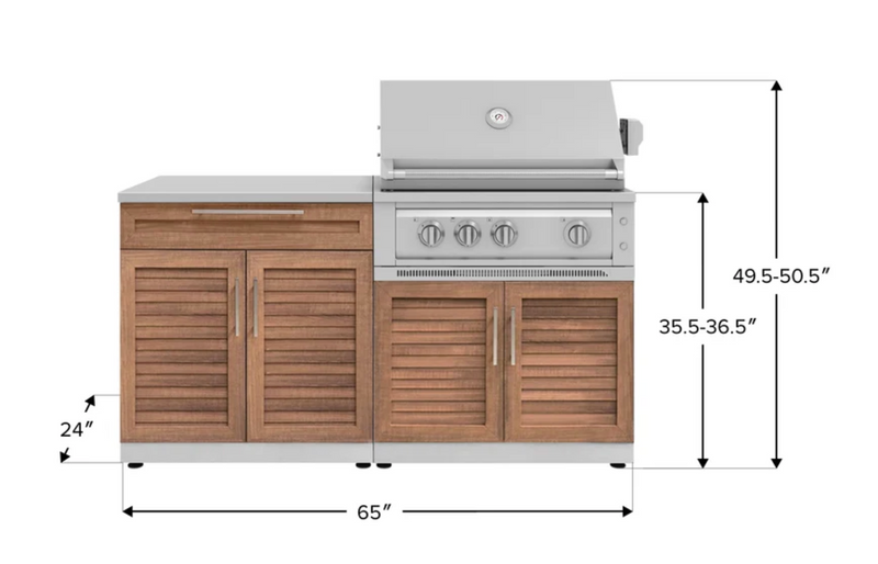 Outdoor Kitchen Stainless-Steel Louvered Doors 4 Piece Cabinet and 33" Grill