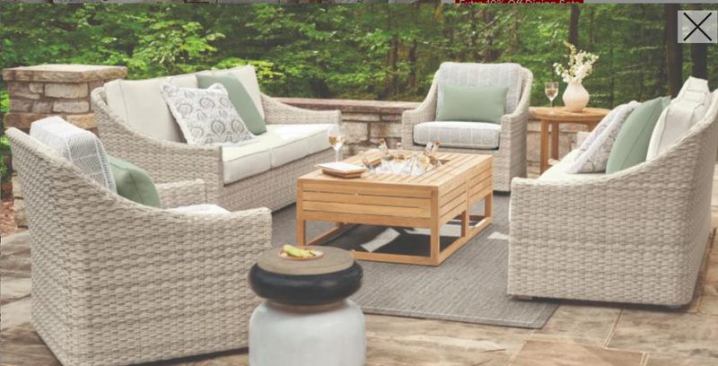 Rectangular Dining Set in Shell Finish and Cushions