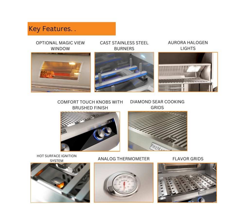 Fire Magic 48" Echelon Diamond E1060i Built-In Gas Grill with Analog Thermometer