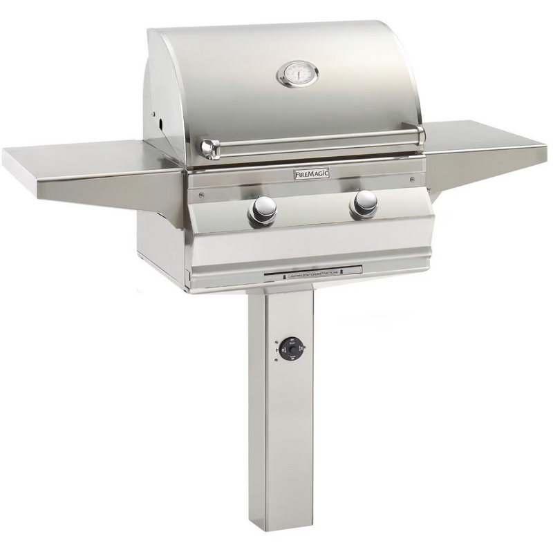 Fire Magic Choice C430S 24-Inch Gas Grill With Analog Thermometer On In-Ground Post - C430S-RT1N-G6