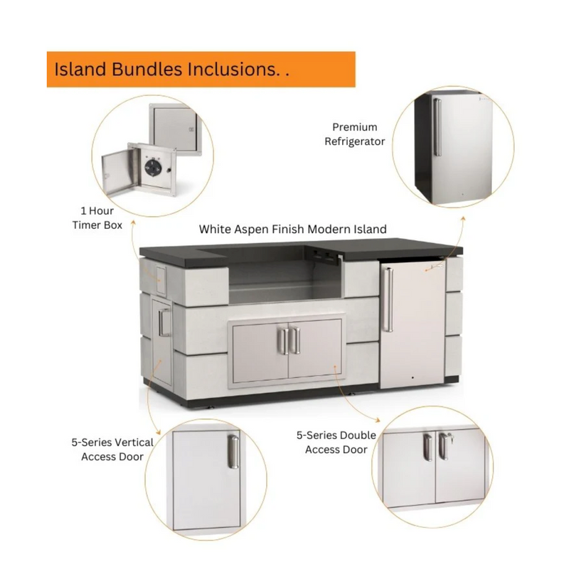 Fire Magic 77" Contemporary Outdoor Kitchen Island with Refrigerator