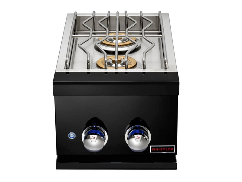 Whistler Built-In Gas Prime Double Side Burner with Lid - Black Stainless Steel