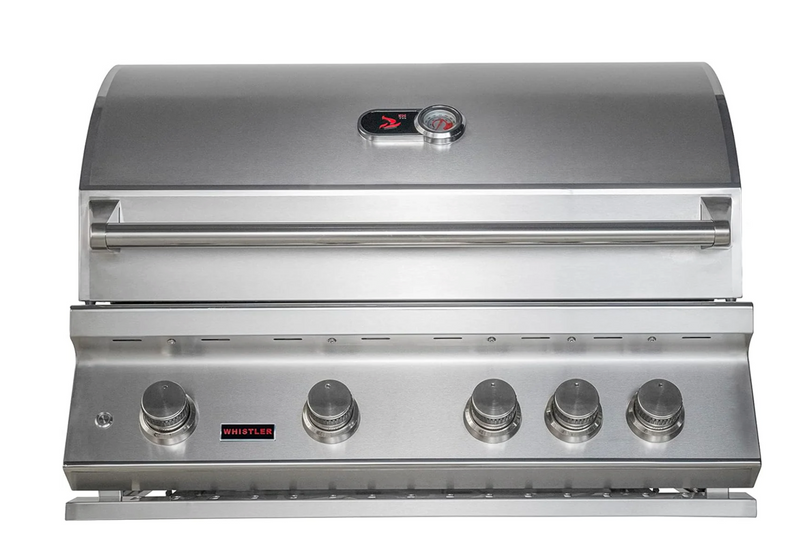 Stoll Aluminum Outdoor Kitchen White, Whistler 34-Inch 4-Burner Gas Grill, and Double Drawer Fridge | 10FT
