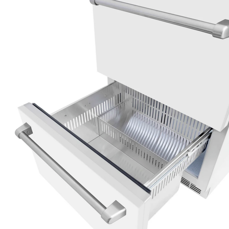 Stoll Aluminum Outdoor Kitchen White, Whistler 34-Inch 4-Burner Gas Grill, and Double Drawer Fridge | 10FT