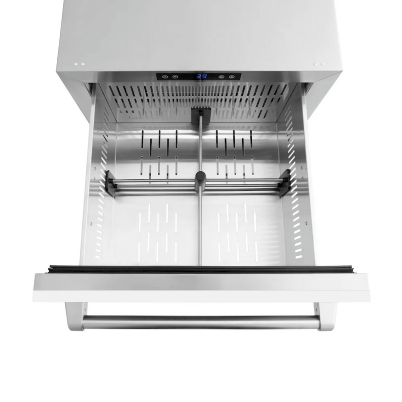 Stoll Aluminum Outdoor Kitchen White, Whistler 34-Inch 4-Burner Gas Grill, and Double Drawer Fridge | 10FT