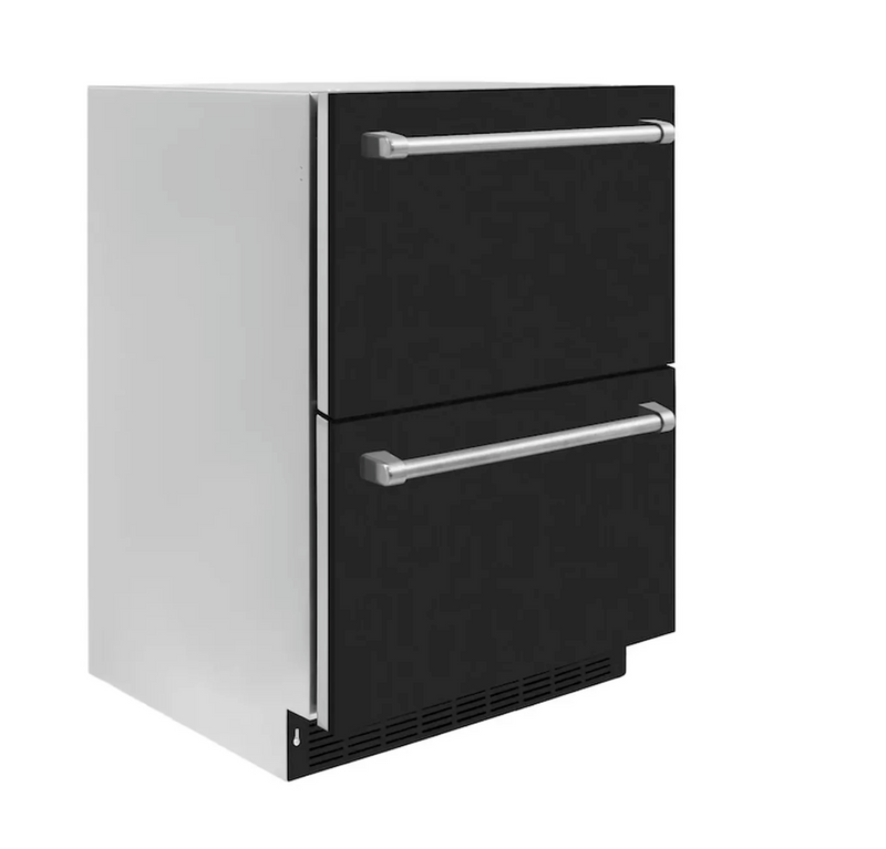 Stoll Aluminum Outdoor Kitchen Black, Whistler 34-Inch 4-Burner Gas Grill, and Double Drawer Fridge | 10FT