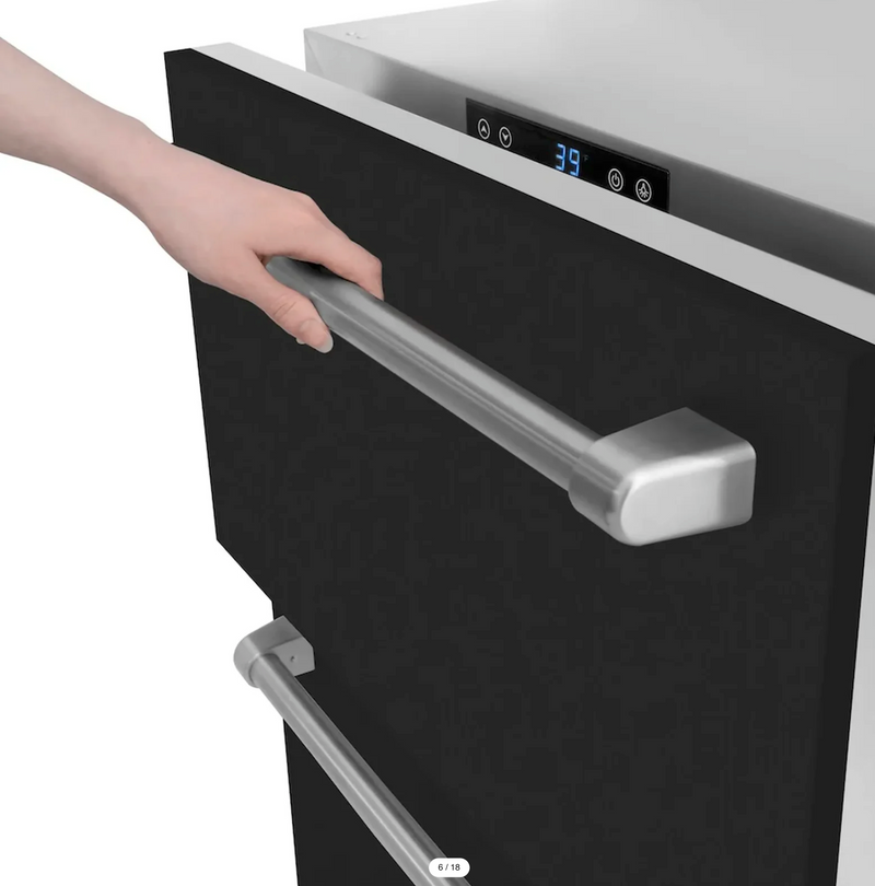 Stoll Aluminum Outdoor Kitchen Black, Whistler 34-Inch 4-Burner Gas Grill Sink, and Double Drawer Fridge | 10FT