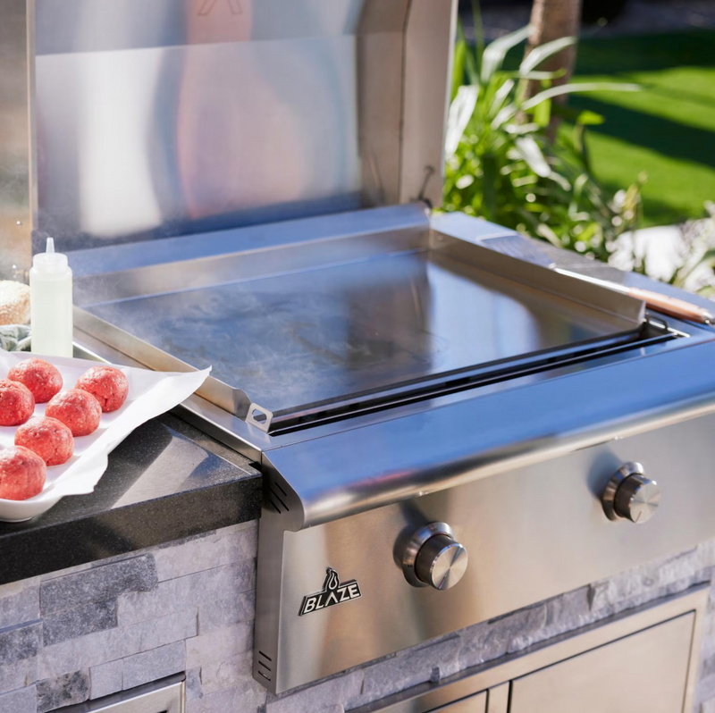 Blaze LTE+ 30-Inch Built-in Gas Griddle w/ Lift-Assist Hood Free Stading