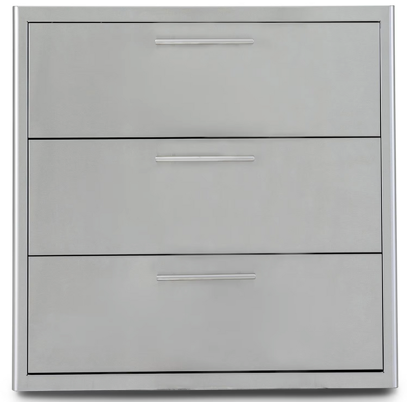 Blaze 30-in Stainless Steel Easy Close Triple Access Drawer w/ LED Lighting - BLZ-30W-3DRW-LT