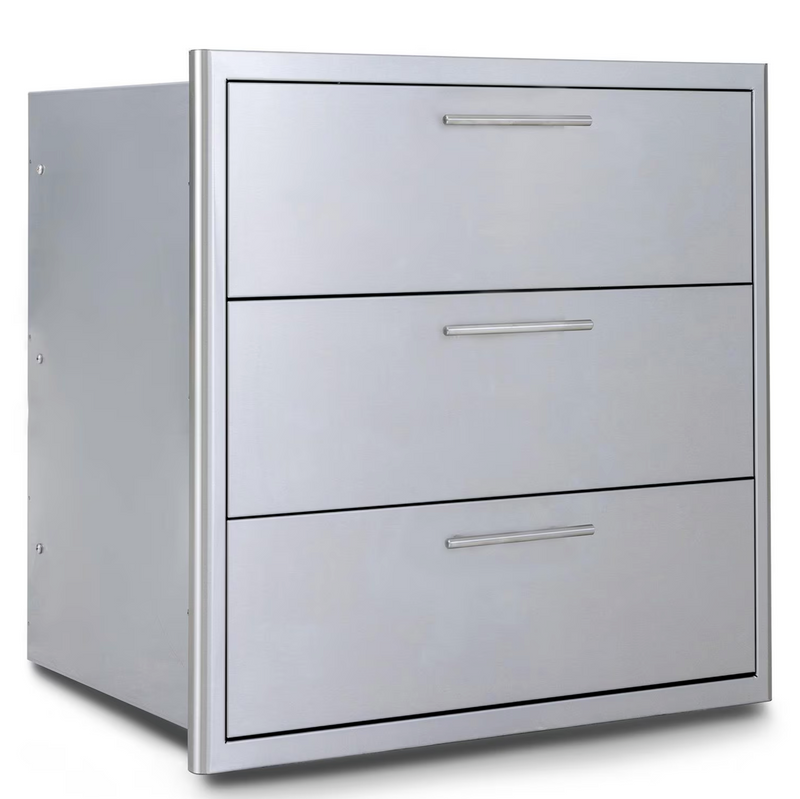 Blaze 30-in Stainless Steel Easy Close Triple Access Drawer w/ LED Lighting - BLZ-30W-3DRW-LT