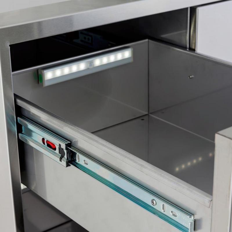 Blaze 16-in Stainless Steel Easy Close Triple Access Drawer w/ LED Lighting - BLZ-DRW3-R-LT