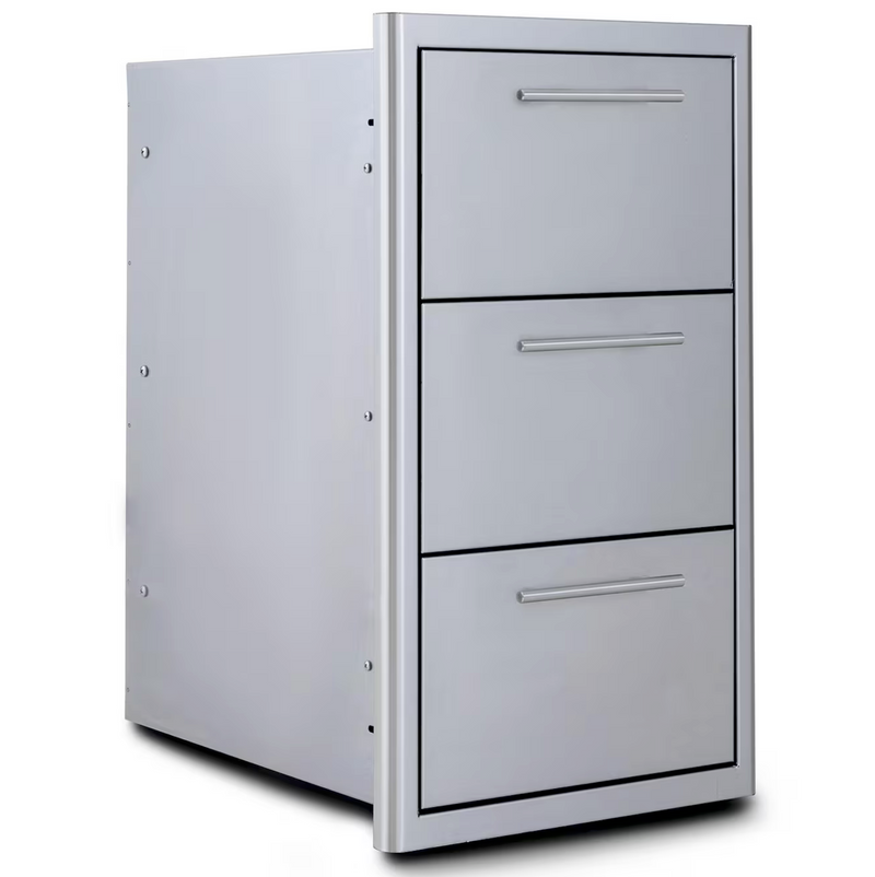 Blaze 16-in Stainless Steel Easy Close Triple Access Drawer w/ LED Lighting - BLZ-DRW3-R-LT