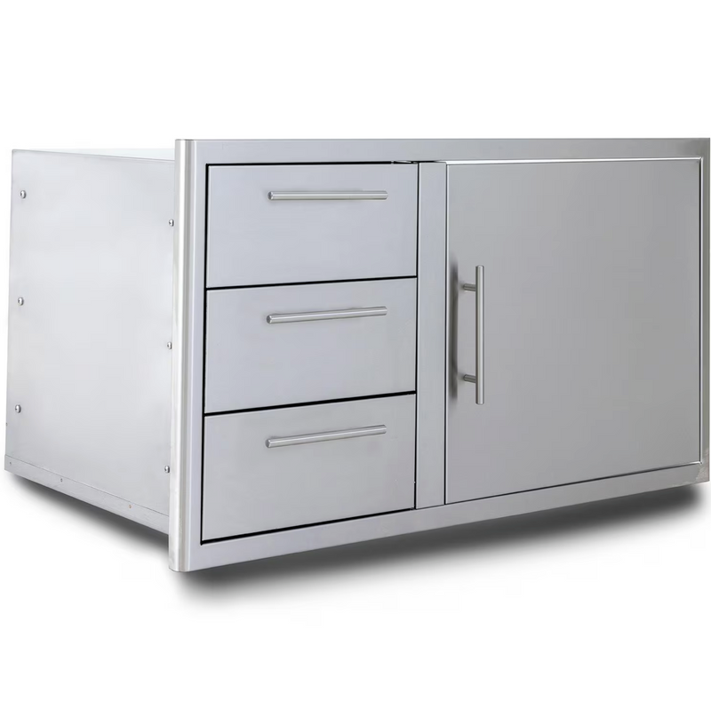 Blaze 39-in Stainless Steel Soft Close Access Door & Triple Drawer Combo w/ LED Lighting - BLZ-DDC-R-39-LTSC
