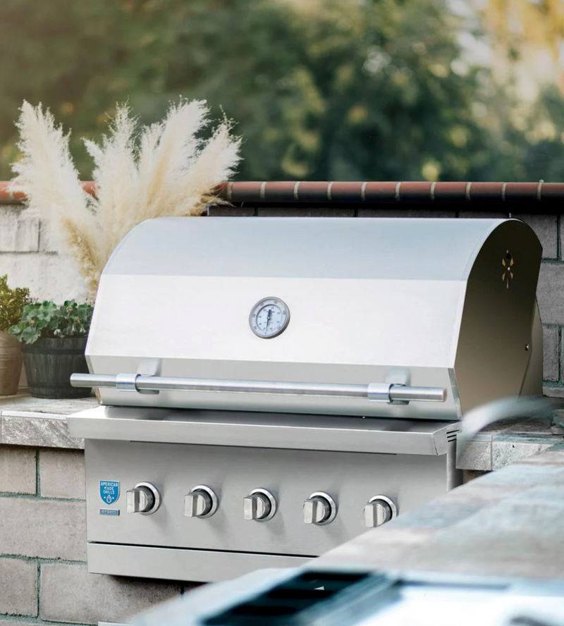 American Made Grills AMG-ENC36 Encore 36-Inch Built-In Dual Fuel Wood and Gas Grill with Infrared Searing Burner and Rotisserie Kit