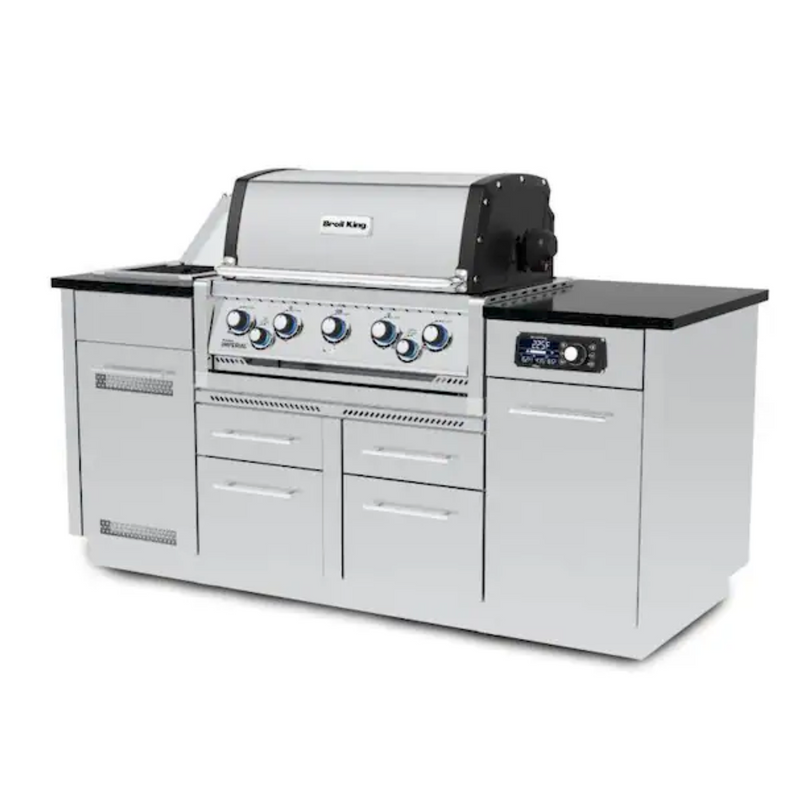 Broil King Imperial QS 590i 5 Burner Natural Gas Grill Center w/ Infrared Side Burner & Rotisserie Kit - 698887