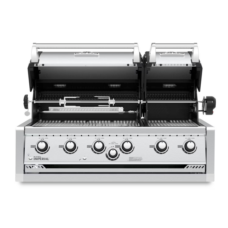 Broil King Imperial S 670 6 Burner Built-In Natural Gas Grill w/ Rear Burner & Rotisserie Kit - 957077
