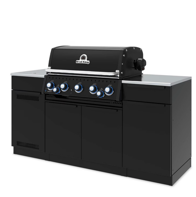 Broil King Baron 590i Shadow 5 Burner Natural Gas Grill Center w/ Rotisserie Kit & Side Burner - Black - 876847