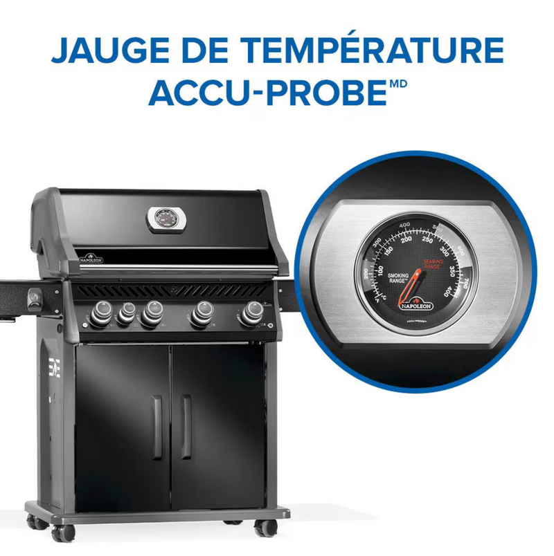 Napoleon RXT525SIBK Rogue XT 525 Black Gas Grill on Cart with Infrared Side Burner, 28.75-Inches
