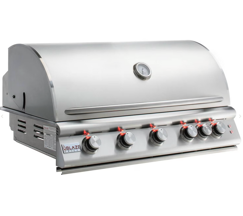 Blaze Premium LTE 40-Inch 5-Burner Built-In Gas Grill w/ Rear Infrared Burner & Grill Lights