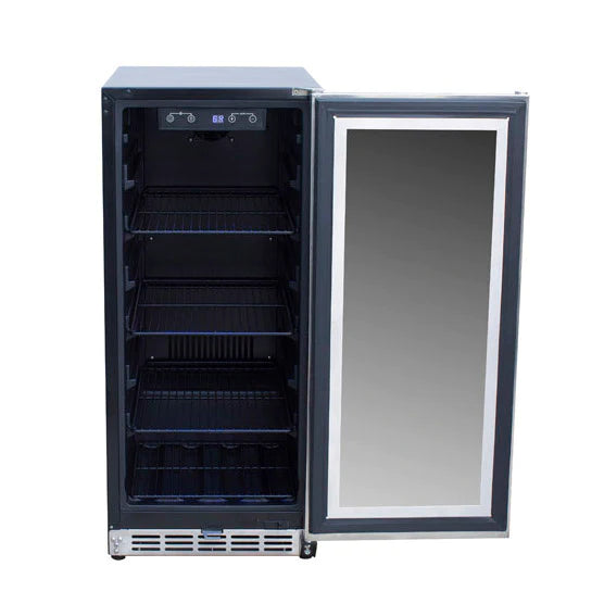 TrueFlame 15" Outdoor Rated Fridge with Glass Door - TF-RFR-15G