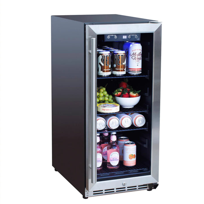 TrueFlame 15" Outdoor Rated Fridge with Glass Door - TF-RFR-15G